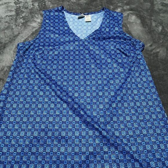 Duo Maternity Women's Sleeveless Shift Dress Blue Geometric‎ Print Size Large - Picture 1 of 7